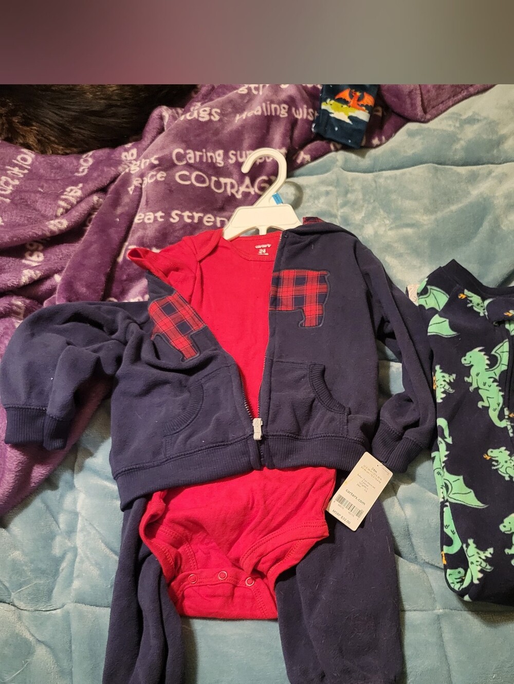 Boys 24 Mo Carters Outfir and Winter One Pc Footie Pajamas